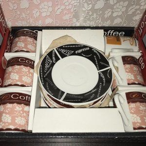 CREATE JUST MUGS Designed in England 12 pc Espresso Coffee Cups & Saucers